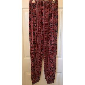Red & black patterned pants